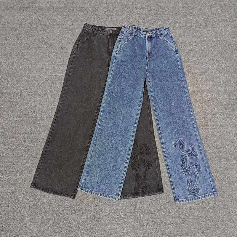 高腰直筒长裤厚实阔腿裤纯棉秋冬