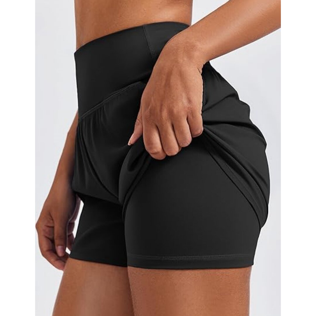 春夏高腰防走光运动热裤女速干透气跑步裤训练裤健身假两件短裤