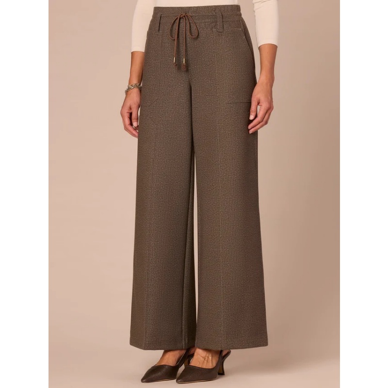 休闲显瘦马罗布高腰阔腿裤直筒裤