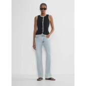 春夏薄款 圆领马夹三色百搭撞色坎肩外搭针织马甲 大码 无袖 背心开衫