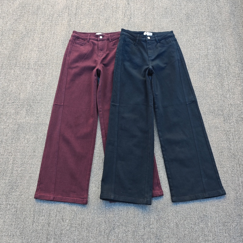 高腰显瘦直筒弹力窄版拼接阔腿裤