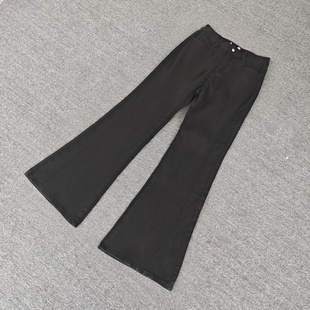 长裤 国内单春秋冬高腰收腹提臀弹力牛仔裤 喇叭黑女裤 显瘦大码 修身