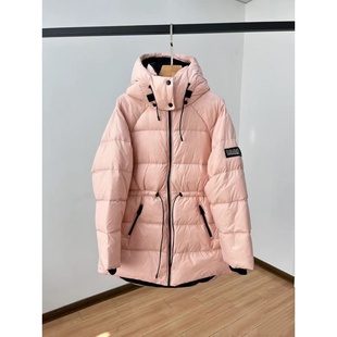 冬季厚实防风防水保暖羽绒加白鸭绒收腰系带显瘦中长款羽绒服女