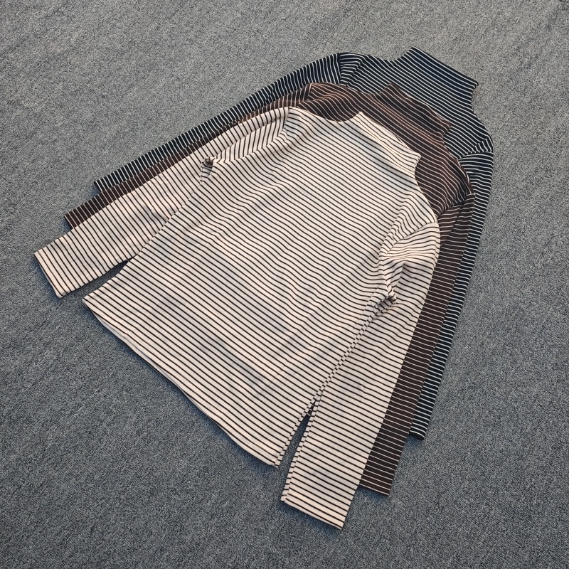 舒适T恤内搭条纹修身弹力上衣