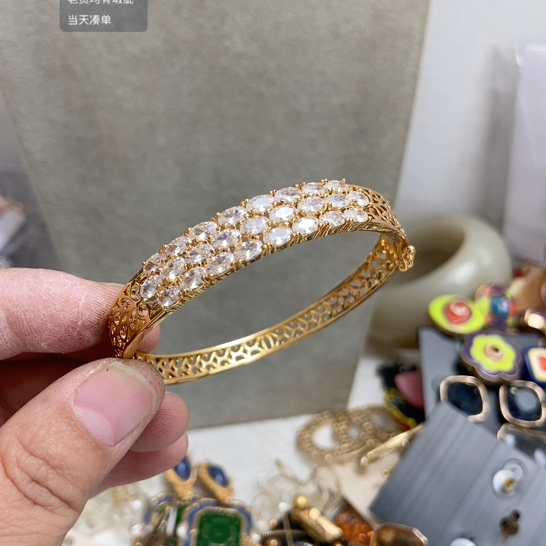 铜锆石镀金手镯