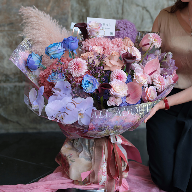 高端鲜花进口玫瑰花束送女朋友生日凯瑟琳上海花店同城速递小时达