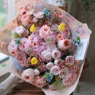 鲜花花束玫瑰花郁金香送爱人生日上海花店同城速递小时达思南香山