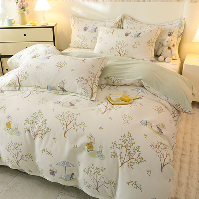 卡通全棉磨毛纯棉加厚被套小清新