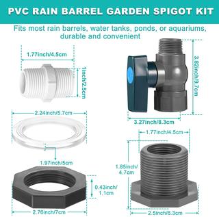 3/4 英寸PVC雨桶水塔六角款深灰内外牙球阀隔板接头带内接1寸