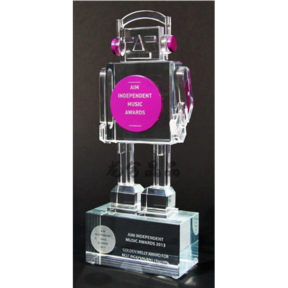 创意机器人大赛水晶奖杯优秀人工智能领域音乐类颁奖牌专业定制纪