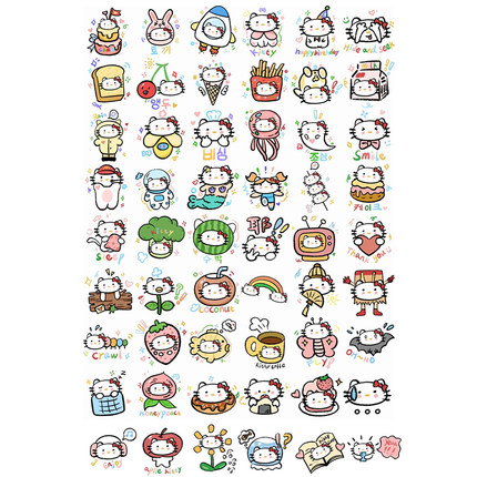 【未裁剪】 hellokitty 自制手帐贴纸 A4和纸不干胶打印