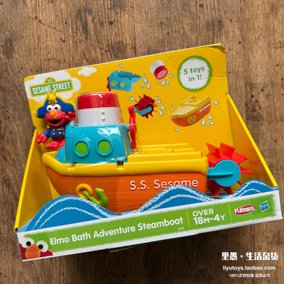 现货正版 芝麻街Elmo艾摩软胶公仔轮船5合1洗澡戏水玩具收藏限定
