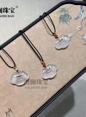 本命年冰种白玉髓双面加厚款如意锁吊坠白冰玛瑙玉髓祥云扣挂件礼