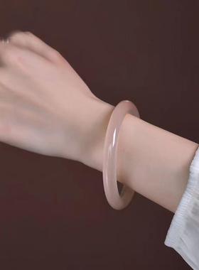 本命年一档冰种藕粉色阿富汗玉手镯透粉色女款玉石阿富汗玉镯子礼