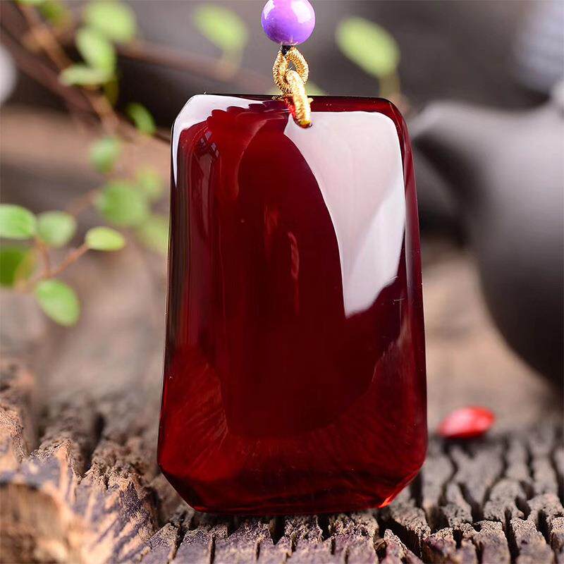 本命年血珀吊坠水滴无事牌琥珀老蜜蜡长款毛衣链男女款礼物