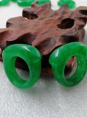 本命年缅甸干青翡翠玉戒指干青铁龙生阳绿色戒指男女款指环玉扳指