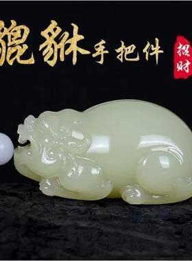 本命年阿富汗玉猫眼青白玉发财猪貔貅手把件巴玉米黄玉蟾白菜把玩