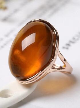 本命年蜜蜡指环活口可调节琥珀手饰镶嵌血珀男女款戒指礼物