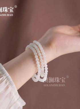 本命年和田玉新料多圈手串女透闪石串珠白玉珠子散珠玉石手链礼物