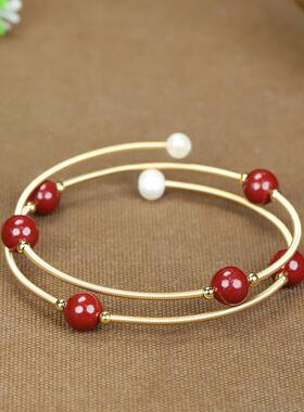 本命年绕线朱砂玫瑰花貔貅转运佛珠名族风手环手镯配饰礼物