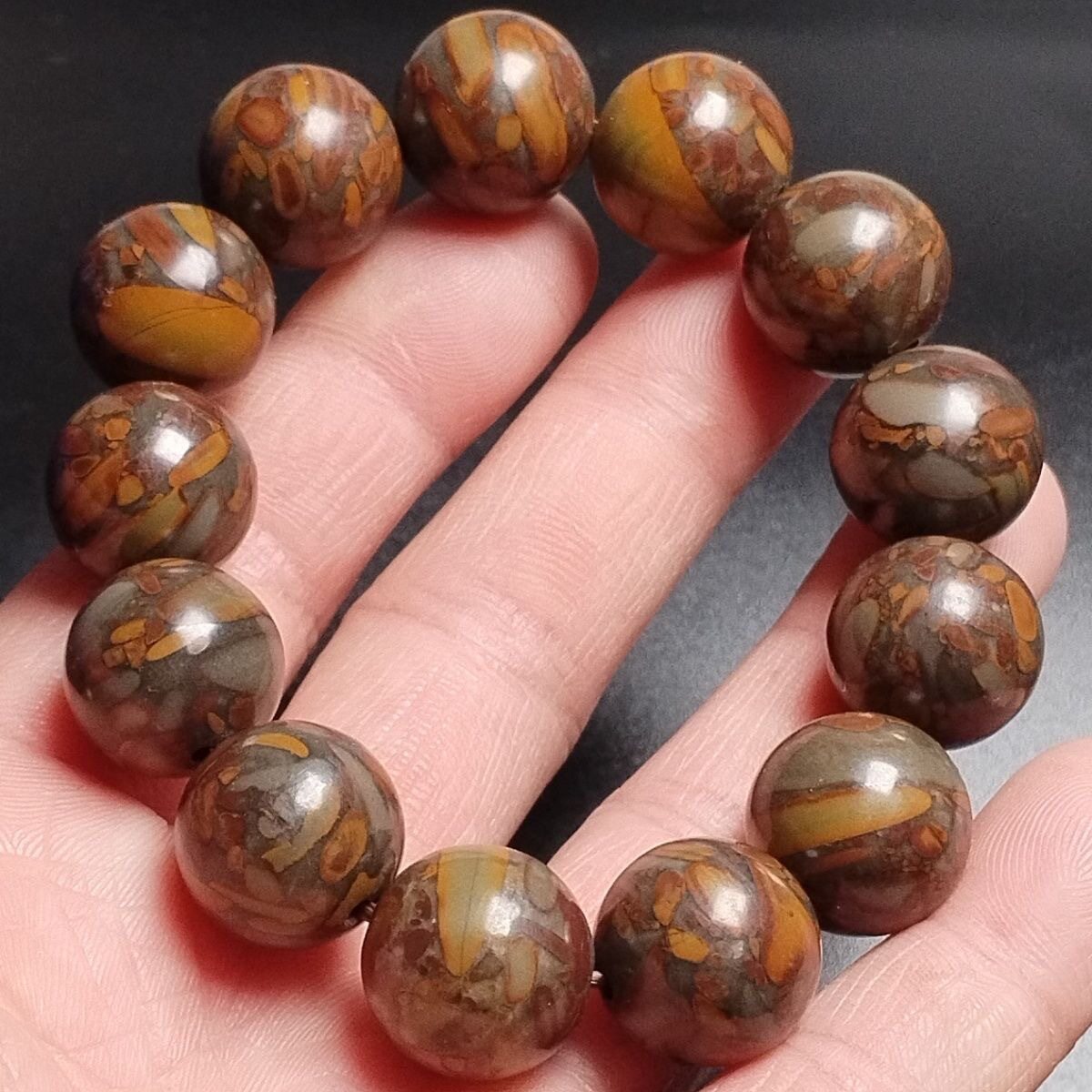 本命年天然女娲石手链 男女款竹叶青玉手串 平安扣吊坠健身球把玩