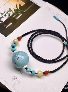 本命年松石编绳多宝手绳文玩项链闺蜜上岸情人节蜜蜡圆珠锁骨链礼