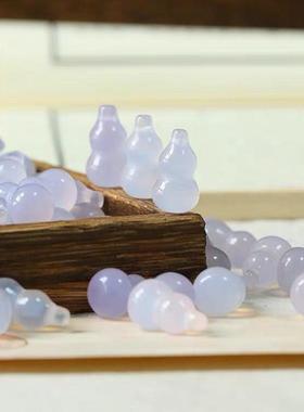 本命年高冰紫罗兰玉髓葫芦吊坠薰衣草紫色玛瑙玉石葫芦包挂配饰礼