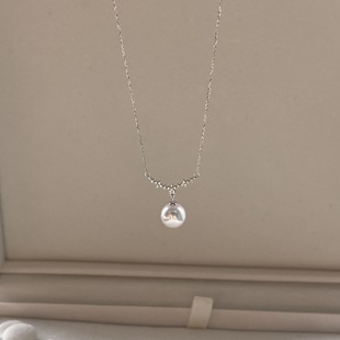 本命年S925纯银樱花微笑款 珍珠吊坠项链轻奢戴妃单颗天女级锁骨颈