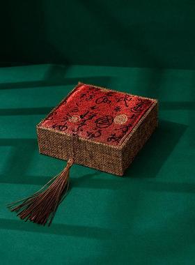 本命年麻布流苏戒指盒手链吊坠盒手镯项链耳钉耳饰盒礼物
