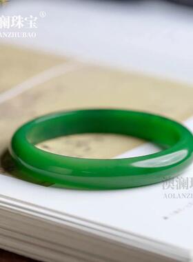 本命年绿玉髓手镯翠绿色玛瑙玉镯冰种玉髓碧玉玉石镯子礼物