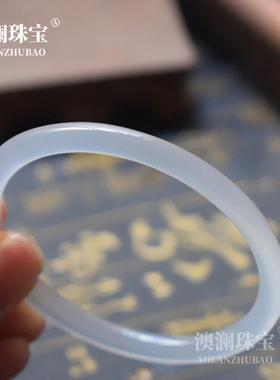 本命年巴西冰种玉髓手镯细米条圆条手镯6毫米女士手镯细条手镯礼