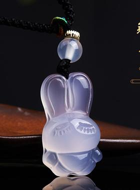 本命年高冰粉紫玉髓兔子吊坠俏皮可爱前兔无量祝福送人结缘女款节