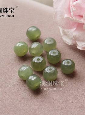 本命年青海和田玉老型珠散珠手链项链配件玉珠子串珠编织礼物