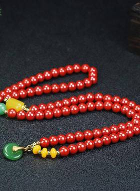 本命年朱砂手链女三圈高含量帝王砂多圈手串朱砂水晶玛瑙手串转运