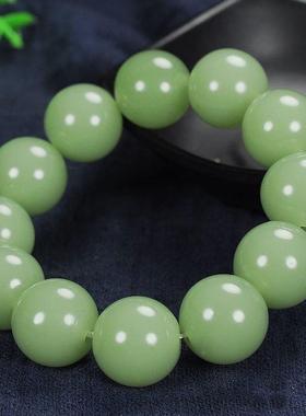 本命年外蒙料手链湖水绿和田玉圆珠手链鸡血玉桶珠菠菜绿碧玉男女