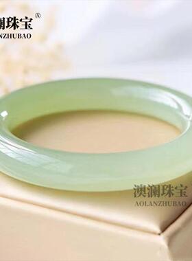 本命年湖水绿色古青料阿富汗玉石手镯自然晴水料复古圆条玉石镯子