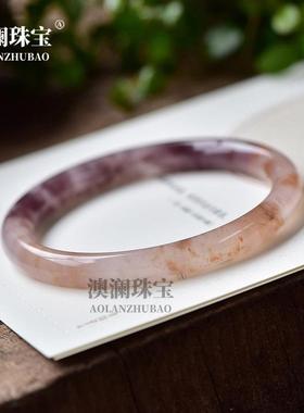 本命年新疆丝玉紫罗兰手镯佘太翠玉石美人镯女戈壁玉飘花镯子礼物