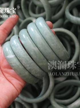 本命年贵州翠扁条手镯女飘花玉石镯子女款玉石复古绿玉镯子礼物