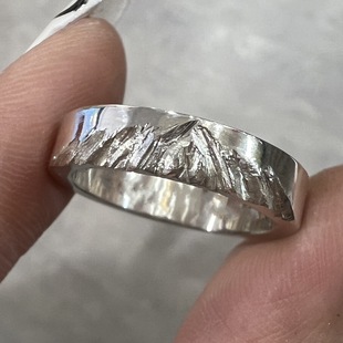 本命年S925纯银不规则前卫凹凸山川纹理开口指冷淡风男女食指戒礼