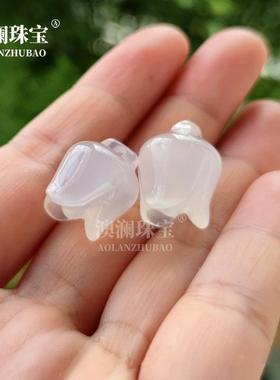 本命年白玉髓风铃花挂件冰透玛瑙铃兰花车挂配饰吊坠礼物