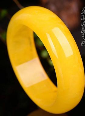 本命年福运堂鸡油黄老蜜蜡手镯琥珀原石打磨手串手链女款手环中国