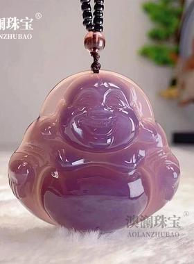 本命年帝王紫紫罗兰大佛公吊坠项链3立体厚装佛公大肚红黄绿玉髓