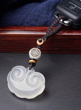 本命年汽车钥匙扣挂件男女款玉髓如意锁吊坠玛瑙包包小饰品礼物