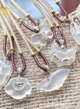 本命年高冰玉髓平安扣佛公祥云锁挂件吊坠项链玛瑙玉石配件礼物