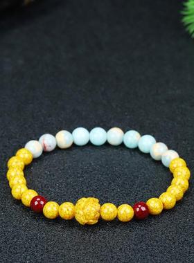 本命年朱砂手链女雄黄砂单圈手串上岸考公莲花高含量手链in礼物