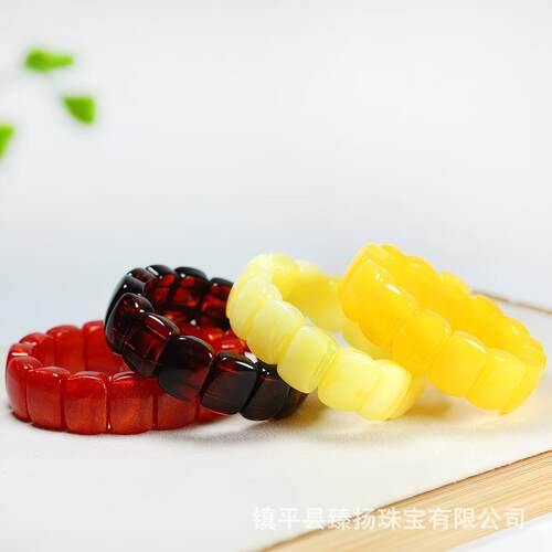 本命年二琥珀蜜蜡白花蜜蜡手排荧光浮蜜蜡琥珀手链手串礼物