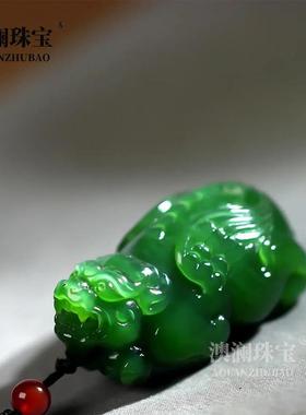 本命年新疆和田玉碧玉貔貅吊坠情侣款青白玉貔貅外蒙料玉石挂件货