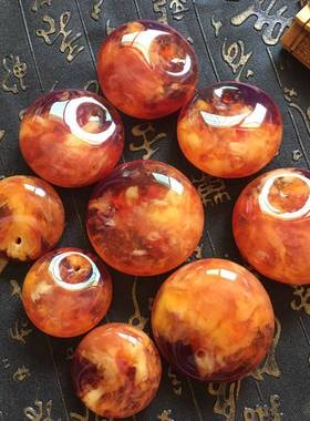 本命年琥珀蜜蜡浮盐水有荧光血丝老蜜蜡鱼眼扣公主扣吊坠项链礼物