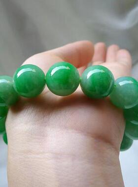 本命年翡翠干青圆珠手链寒玉石英岩玉干青铁龙生手串热销礼物