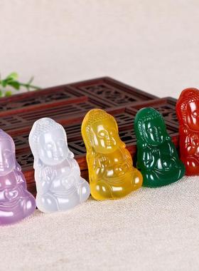 本命年白玉髓宝宝佛吊坠真品黄红玛瑙佛祖男女母玉石项链礼物